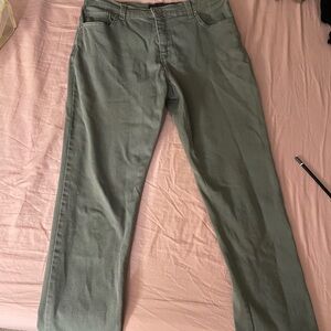 Olive Green Straight-Leg Crop Jean